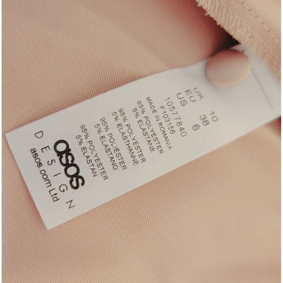 Asos Design Blush Pink Puff Shoulder Satin Wrap Waist Crop Top Size US 6 - Picture 13 of 13
